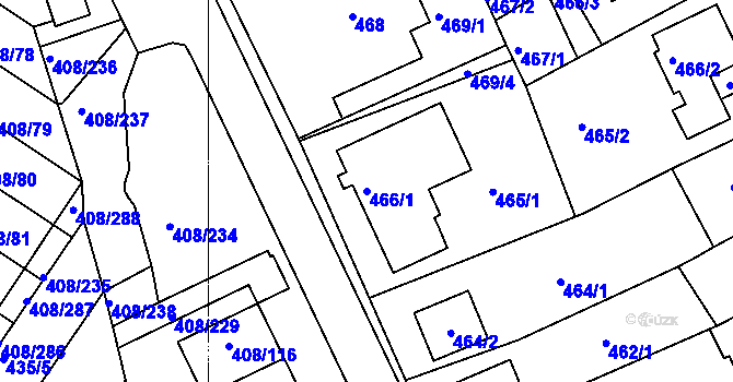Parcela st. 466/1 v KÚ Dobšice u Znojma, Katastrální mapa