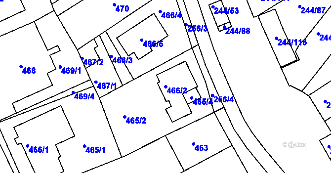 Parcela st. 466/2 v KÚ Dobšice u Znojma, Katastrální mapa