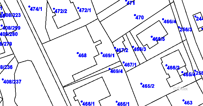 Parcela st. 469/1 v KÚ Dobšice u Znojma, Katastrální mapa