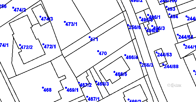 Parcela st. 470 v KÚ Dobšice u Znojma, Katastrální mapa