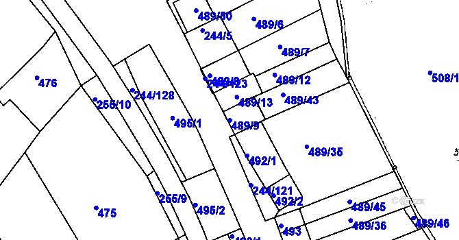Parcela st. 489/9 v KÚ Dobšice u Znojma, Katastrální mapa