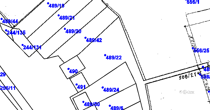Parcela st. 489/22 v KÚ Dobšice u Znojma, Katastrální mapa