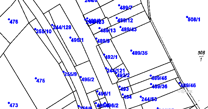 Parcela st. 492/1 v KÚ Dobšice u Znojma, Katastrální mapa