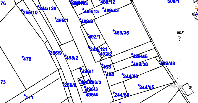 Parcela st. 492/2 v KÚ Dobšice u Znojma, Katastrální mapa