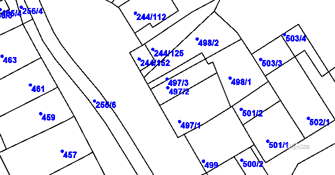 Parcela st. 497/2 v KÚ Dobšice u Znojma, Katastrální mapa