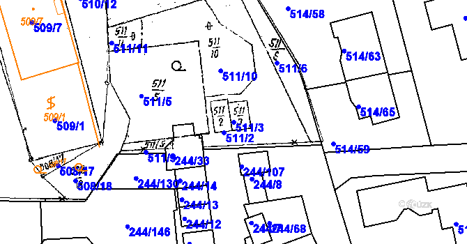Parcela st. 511/3 v KÚ Dobšice u Znojma, Katastrální mapa