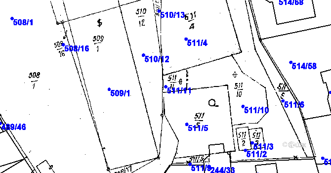 Parcela st. 511/11 v KÚ Dobšice u Znojma, Katastrální mapa
