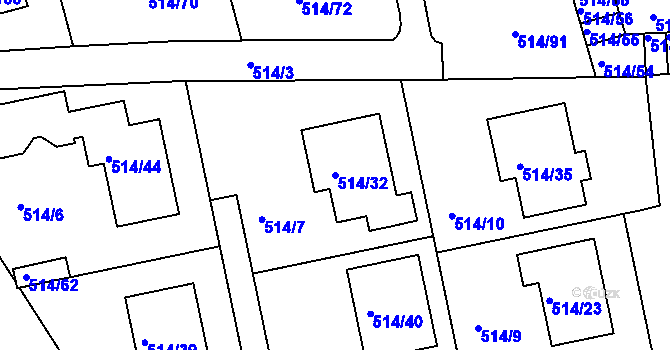 Parcela st. 514/32 v KÚ Dobšice u Znojma, Katastrální mapa
