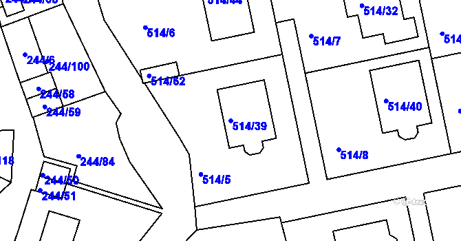 Parcela st. 514/39 v KÚ Dobšice u Znojma, Katastrální mapa