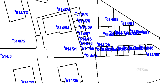 Parcela st. 514/56 v KÚ Dobšice u Znojma, Katastrální mapa