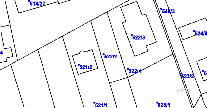 Parcela st. 522/2 v KÚ Dobšice u Znojma, Katastrální mapa