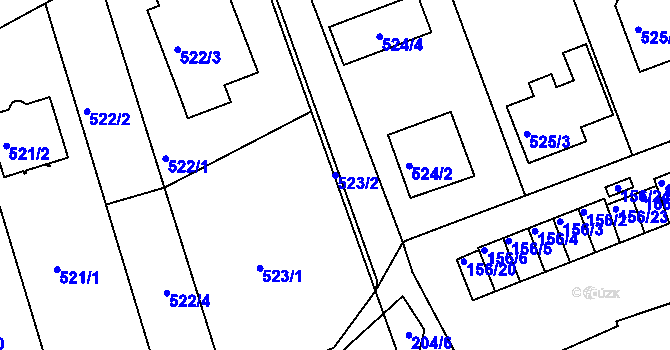 Parcela st. 523/2 v KÚ Dobšice u Znojma, Katastrální mapa