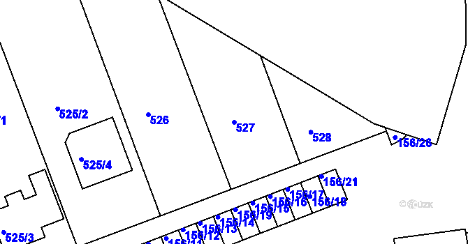Parcela st. 527 v KÚ Dobšice u Znojma, Katastrální mapa