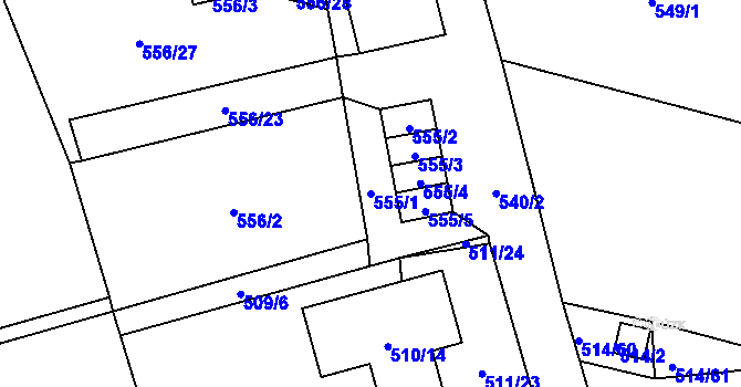 Parcela st. 555/1 v KÚ Dobšice u Znojma, Katastrální mapa