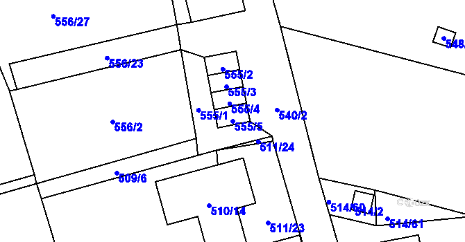 Parcela st. 555/5 v KÚ Dobšice u Znojma, Katastrální mapa