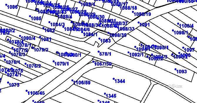 Parcela st. 578/1 v KÚ Dobšice u Znojma, Katastrální mapa
