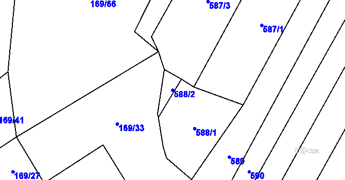Parcela st. 588/2 v KÚ Dobšice u Znojma, Katastrální mapa