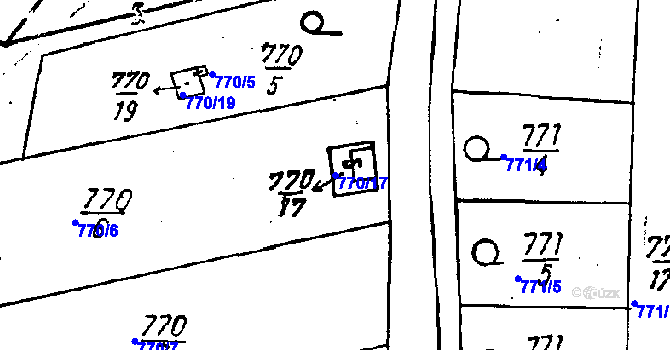 Parcela st. 770/17 v KÚ Dobšice u Znojma, Katastrální mapa