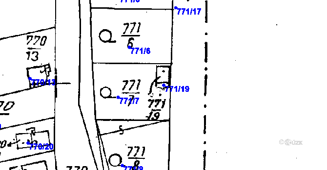 Parcela st. 771/19 v KÚ Dobšice u Znojma, Katastrální mapa