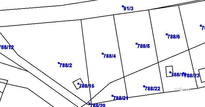 Parcela st. 788/4 v KÚ Dobšice u Znojma, Katastrální mapa
