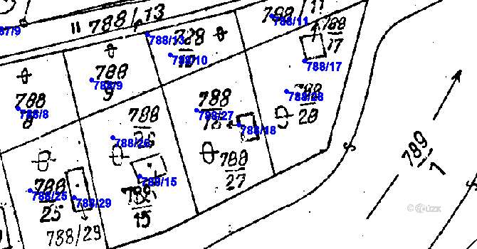 Parcela st. 788/18 v KÚ Dobšice u Znojma, Katastrální mapa