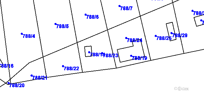Parcela st. 788/23 v KÚ Dobšice u Znojma, Katastrální mapa