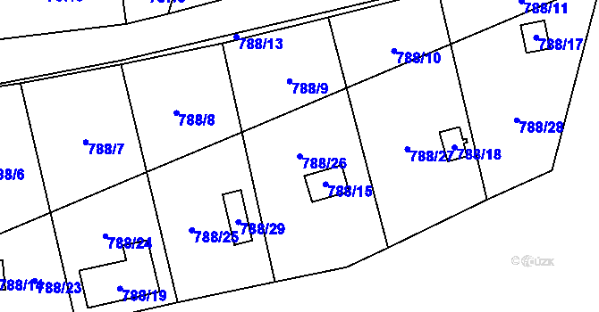 Parcela st. 788/26 v KÚ Dobšice u Znojma, Katastrální mapa