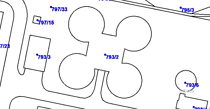 Parcela st. 793/2 v KÚ Dobšice u Znojma, Katastrální mapa