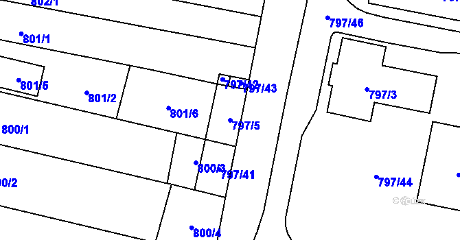 Parcela st. 797/5 v KÚ Dobšice u Znojma, Katastrální mapa
