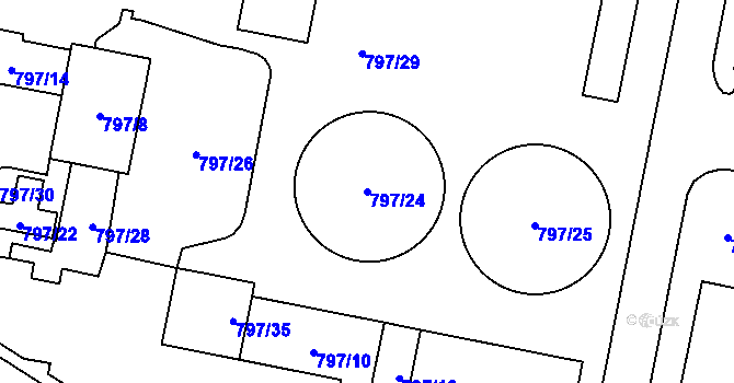 Parcela st. 797/24 v KÚ Dobšice u Znojma, Katastrální mapa
