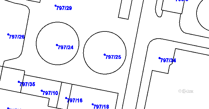 Parcela st. 797/25 v KÚ Dobšice u Znojma, Katastrální mapa
