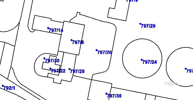 Parcela st. 797/26 v KÚ Dobšice u Znojma, Katastrální mapa