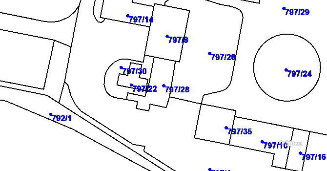 Parcela st. 797/28 v KÚ Dobšice u Znojma, Katastrální mapa