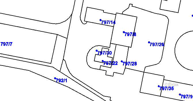 Parcela st. 797/30 v KÚ Dobšice u Znojma, Katastrální mapa