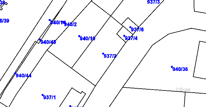 Parcela st. 937/2 v KÚ Dobšice u Znojma, Katastrální mapa