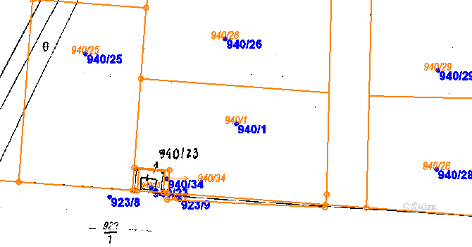 Parcela st. 940/1 v KÚ Dobšice u Znojma, Katastrální mapa