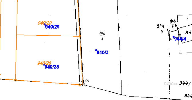 Parcela st. 940/3 v KÚ Dobšice u Znojma, Katastrální mapa