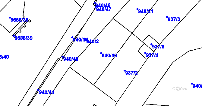 Parcela st. 940/10 v KÚ Dobšice u Znojma, Katastrální mapa