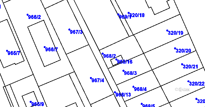 Parcela st. 968/2 v KÚ Dobšice u Znojma, Katastrální mapa