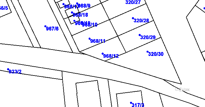 Parcela st. 968/12 v KÚ Dobšice u Znojma, Katastrální mapa