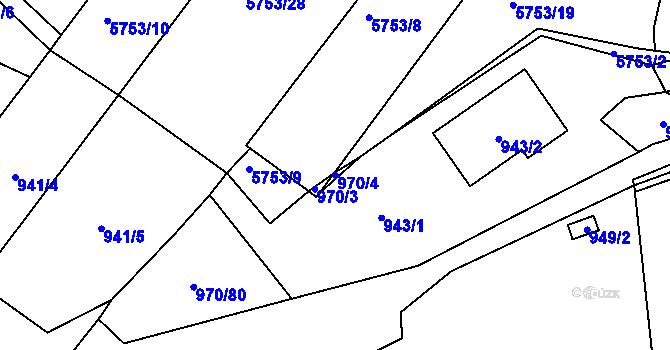 Parcela st. 970/4 v KÚ Dobšice u Znojma, Katastrální mapa