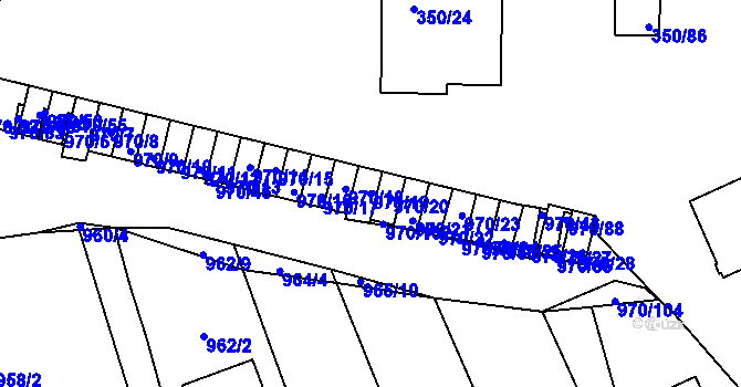 Parcela st. 970/19 v KÚ Dobšice u Znojma, Katastrální mapa