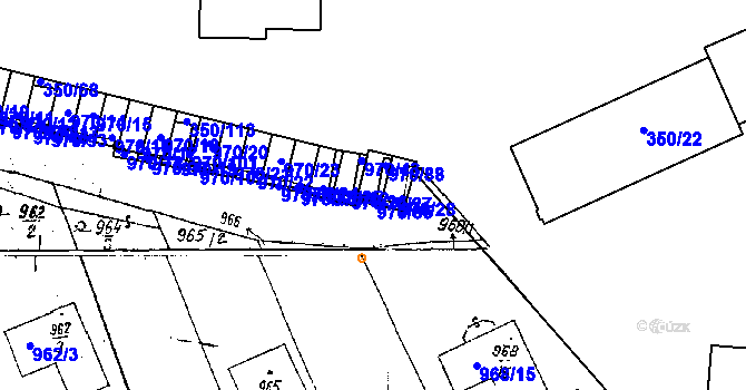 Parcela st. 970/27 v KÚ Dobšice u Znojma, Katastrální mapa