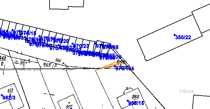Parcela st. 970/28 v KÚ Dobšice u Znojma, Katastrální mapa