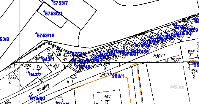 Parcela st. 970/39 v KÚ Dobšice u Znojma, Katastrální mapa