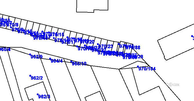 Parcela st. 970/69 v KÚ Dobšice u Znojma, Katastrální mapa