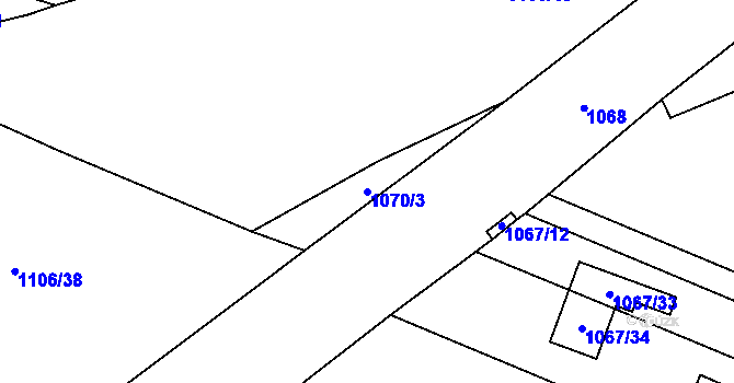 Parcela st. 1070/3 v KÚ Dobšice u Znojma, Katastrální mapa