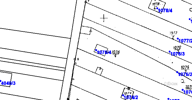Parcela st. 1076/4 v KÚ Dobšice u Znojma, Katastrální mapa