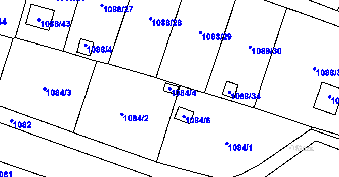 Parcela st. 1084/4 v KÚ Dobšice u Znojma, Katastrální mapa