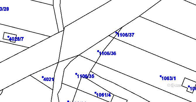 Parcela st. 1106/36 v KÚ Dobšice u Znojma, Katastrální mapa